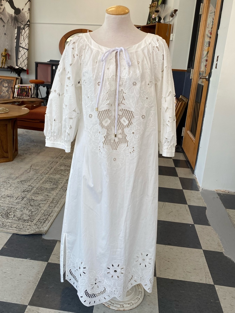 Diane Von Furstenberg white dress with crochet details